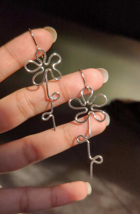 Flower Stem Wire Earrings