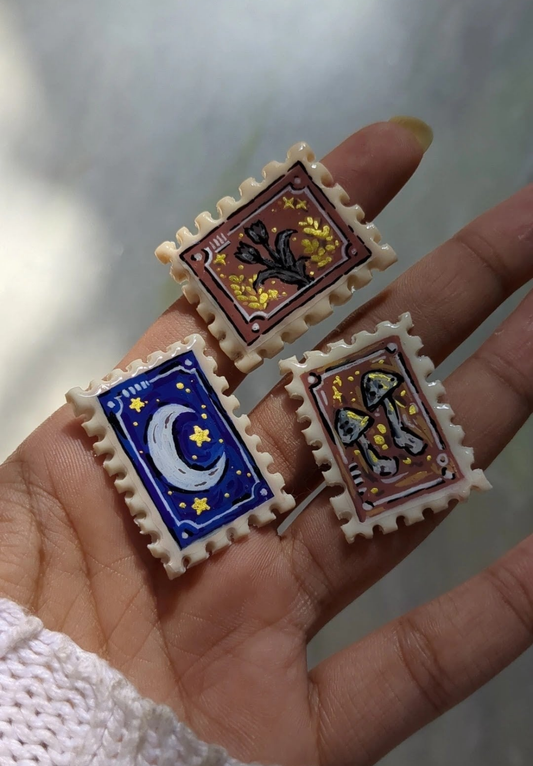 Stamps of Whimsy 🌙✨ Magnets/Pins