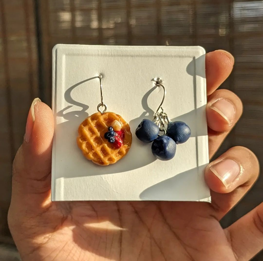 Blueberry Waffle Earrings 🧇🫐