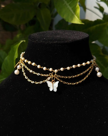 Wood White Butterfly Necklace 🤍